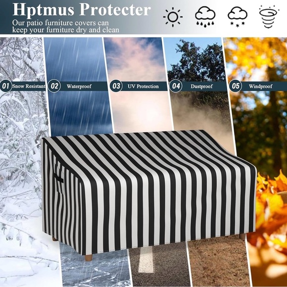 Hptmus Waterproof Patio Furniture Cover, Heavy Duty Outdoor Black and White NWT - Picture 3 of 5